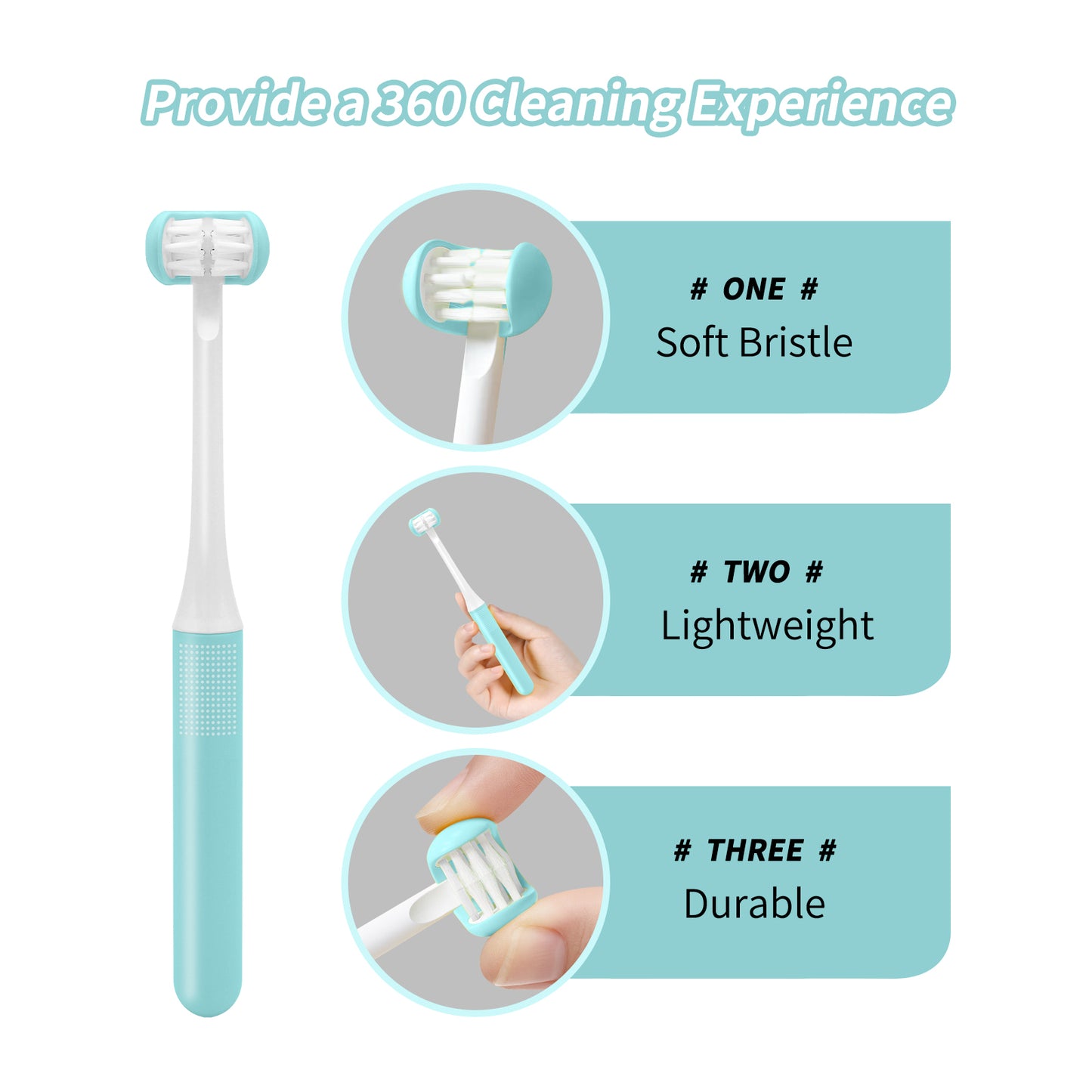 3 Sided Toddler Toothbrush, Soft Bristles Kids Toothbrush, Kids Silicone Elastic Brush Heads Gentle Clean Each Tooth