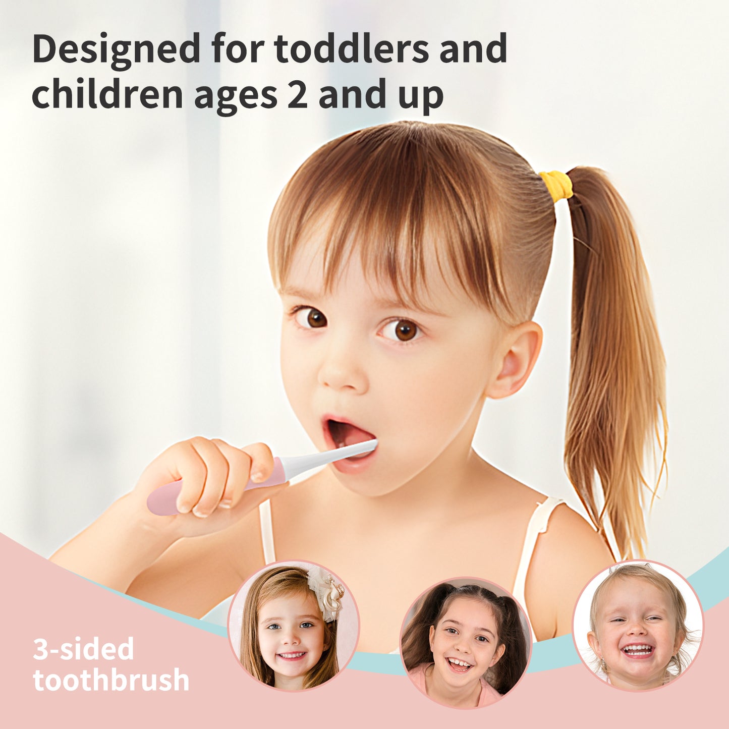 3 Sided Toddler Toothbrush, Soft Bristles Kids Toothbrush, 3 Sided Toothbrush Kids Silicone Elastic Brush Heads Gentle Clean Each Tooth(Model#C2)