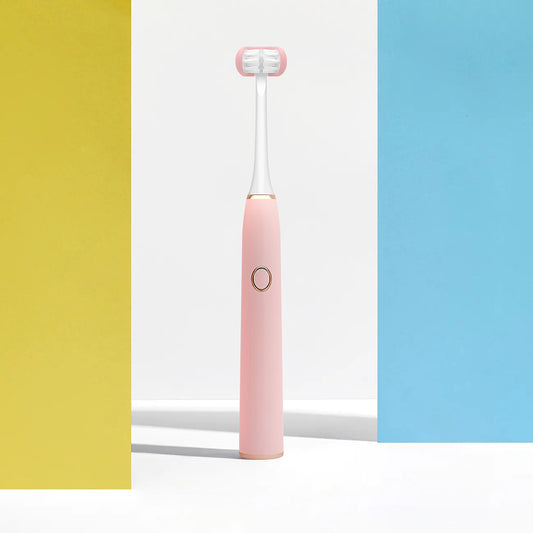 3 Sided Electric Toothbrush, One Charge for 100 Days, with 2 Brush Heads for Adults and Kids, Wireless Fast Charge, 5 Modes with 2 Minutes Built in Smart Timer