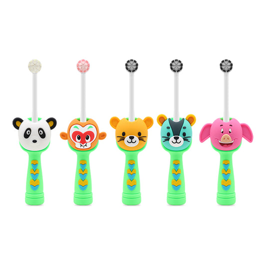 Retractable Kids Toothbrush, Cute Cartoon Animals Soft Toddler Toothbrush, Child Travel Toothbrush Gentle Bristles