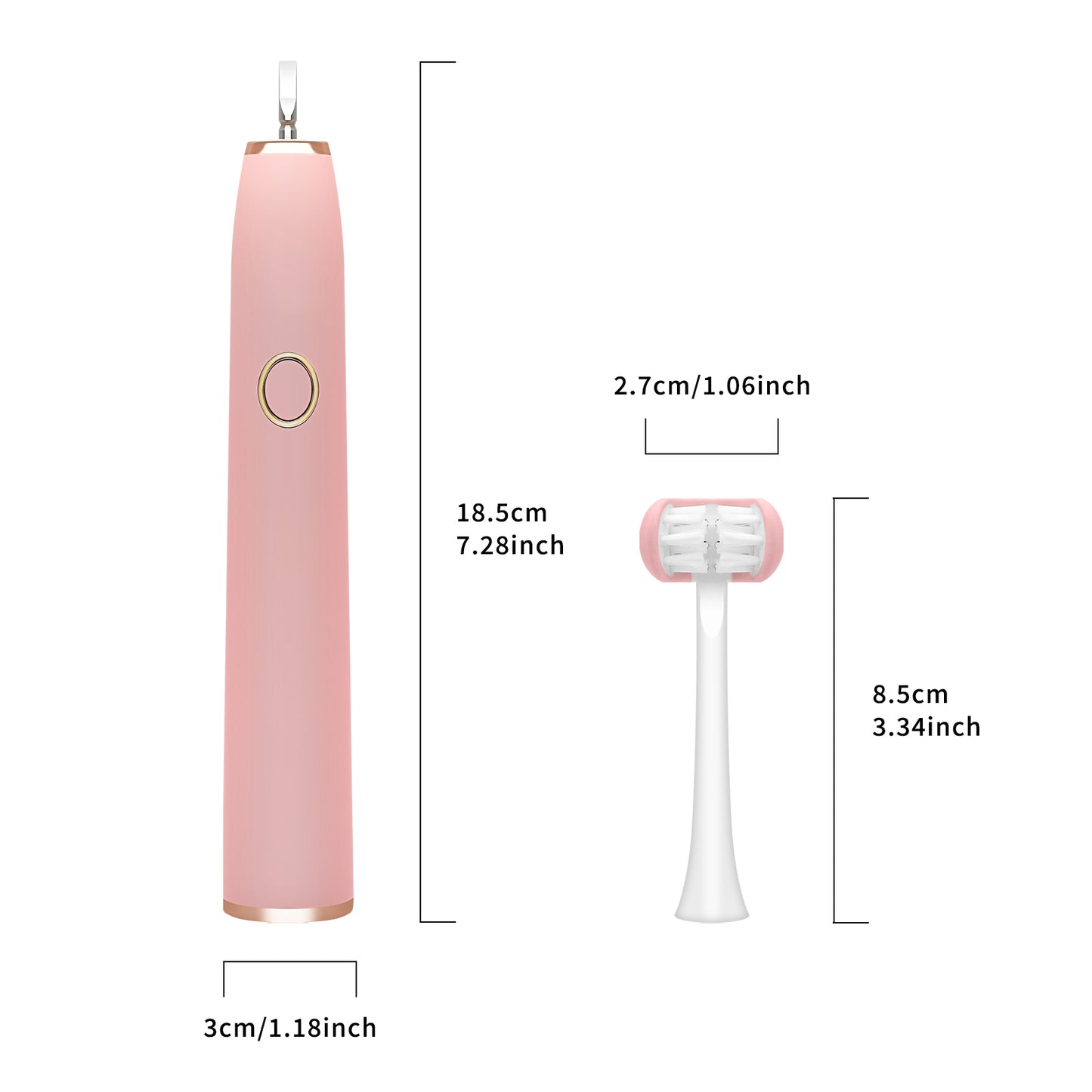 3 Sided Electric Toothbrush, One Charge for 100 Days, with 2 Brush Heads for Adults and Kids, Wireless Fast Charge, 5 Modes with 2 Minutes Built in Smart Timer